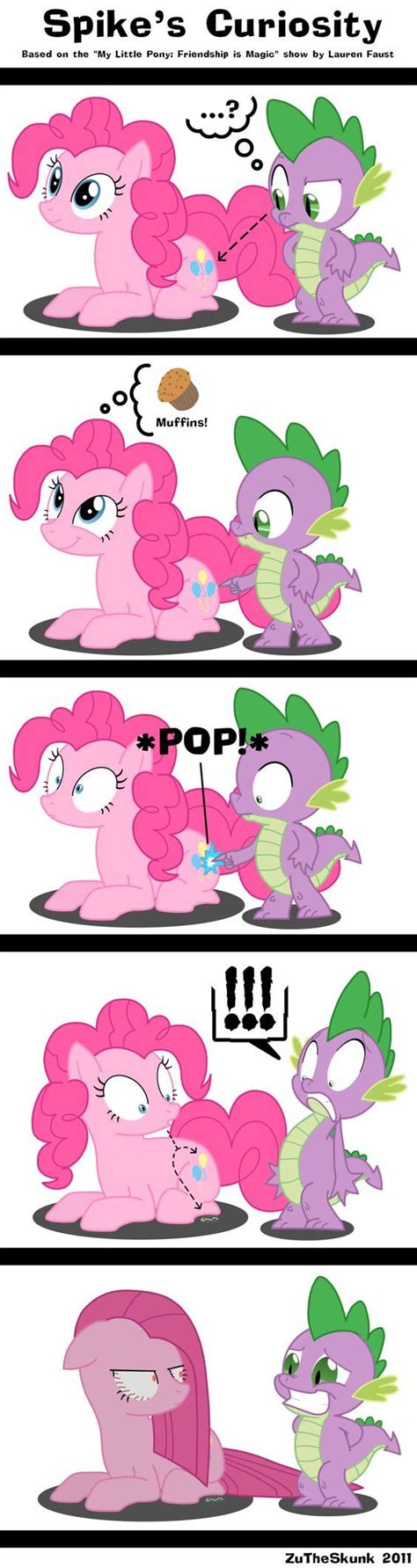 Pinkie Pies Sitting On Top Of Each Other With Caption That Says Spike S Curiosity