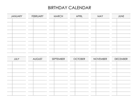 Birthday Calendar Free Calendarsu