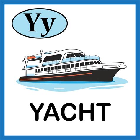 Letter Y Yacht Alphabet Cute Flash Card Practice Learning For