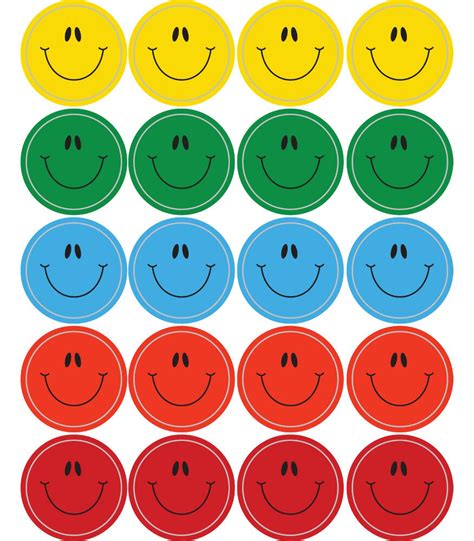 Smiley Faces Multicolor Shape Stickers Grade Pk 5 Carson Dellosa