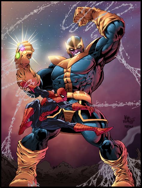 Spiderman Vs Thanos Songokukakarot Marvel Comics Superheroes Marvel