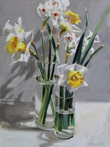 Daily Paintworks Daffodils Two Vases Original Fine Art For Sale