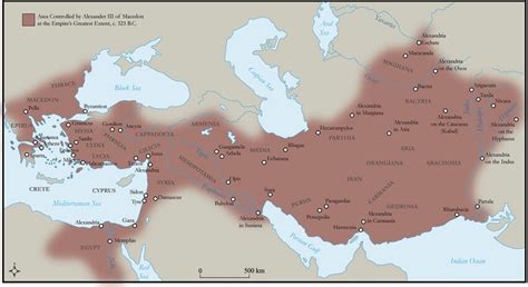 Map Of Alexander The Greats Empire Ca 323 Bc Modified By Bracken