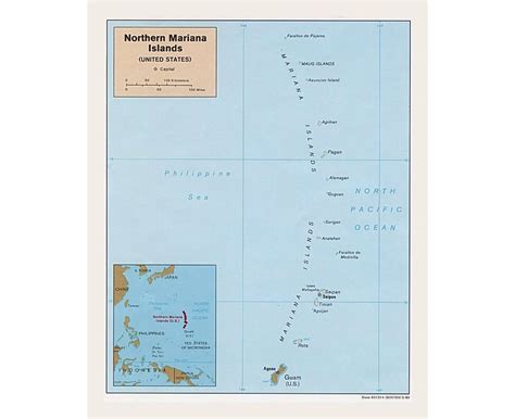 Large Detailed Political Map Of Northern Mariana Islands With Roads And