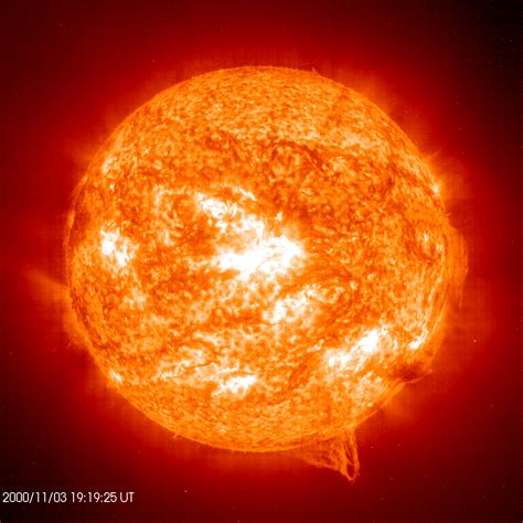 The sun is 92.96 million miles (149.6 kilometers) away from earth. ESA - SOHO image of the Sun