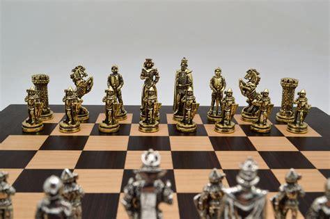 Medieval Chess Set Wooden Board 38x38cm Etsy