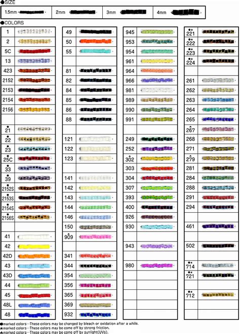 Toho Seed Beads Color Chart Vlrengbr