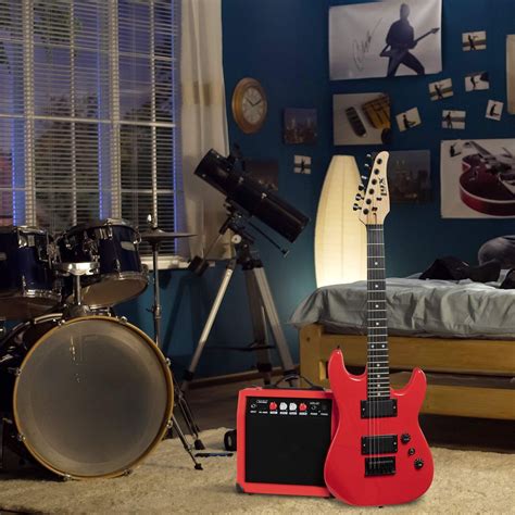 Lyxpro 36 Inch Electric Guitar And Starter Kit Bundle For Kids Red