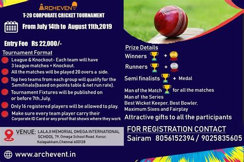 Playmatches Archevent Presents T20 Corporate Cricket Tournament 2019