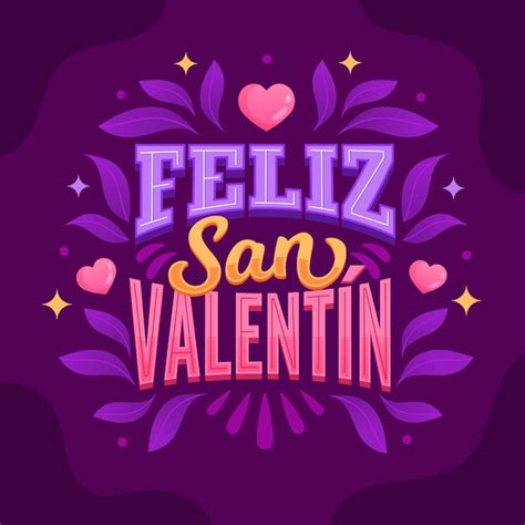 Letras Planas De Feliz Día De San Valentín En Español Vector Gratis