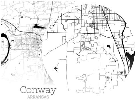 Conway Map Instant Download Conway Arkansas City Map Etsy