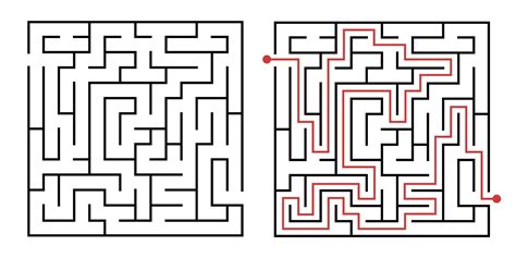 Labyrinth Game Way Square Maze Simple Logic Game With Labyrinths Way