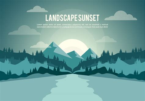 Landscape Sunset Illustration Vector Background Download