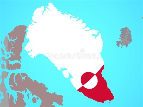 Greenland With Flag On Map Stock Illustration Illustration Of Arctic