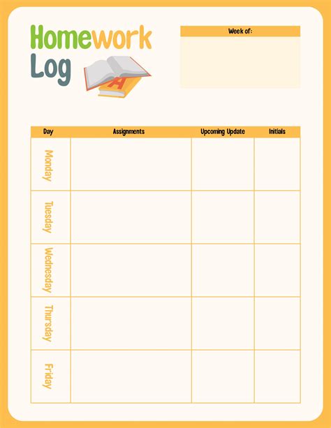 Free Printable Homework Log Template
