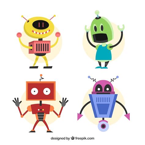 Free Vector Flat Design Robot Character Collection