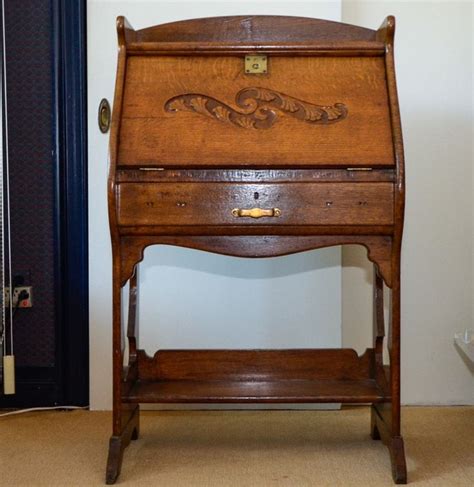 Antique Oak Drop Front Secretary Writing Desk Antique Secretary Desks