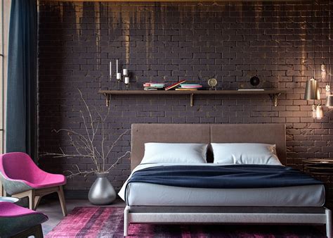 Brick Wall Design Bedroom Under Asia
