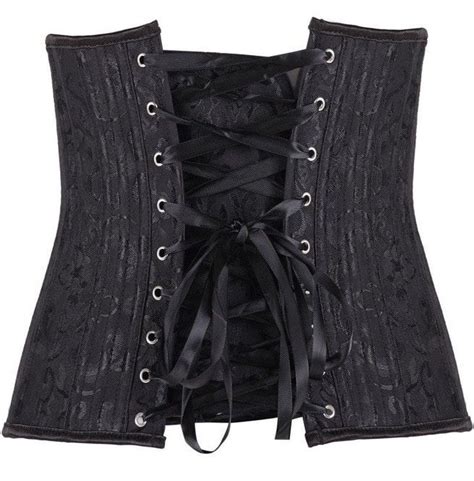Womens Jacquard Strong Boned Satin Underbust Corset Lace Up Bustier