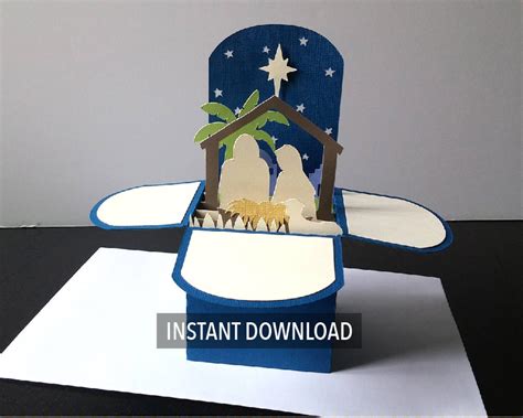 Christmas Nativity Pop Up Box Card Download Of Cut Files Svg Etsy