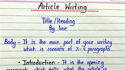 Article Writing Format How To Write Article In English Youtube