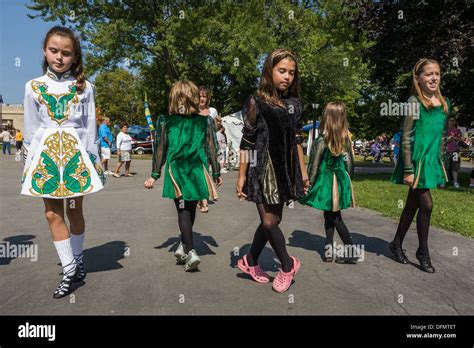 Irish Step Dancing Girls Warming Up Great New York State Fair Stock