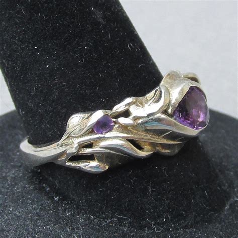 Gorgeous Vintage Sterling Silver Amethyst Vine Band Ring Size 75 From