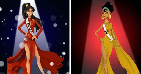 Creative Illustrator Depicts Disney Princesses As Miss Universe Contestants