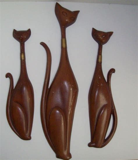 vintage sexton cats trio mid century modern wall hangings