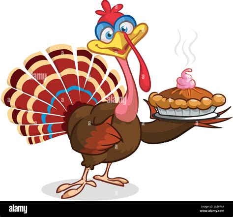 Cartoon Turkey Character With A Pie Thanksgiving Clipart Stock Vector Image And Art Alamy