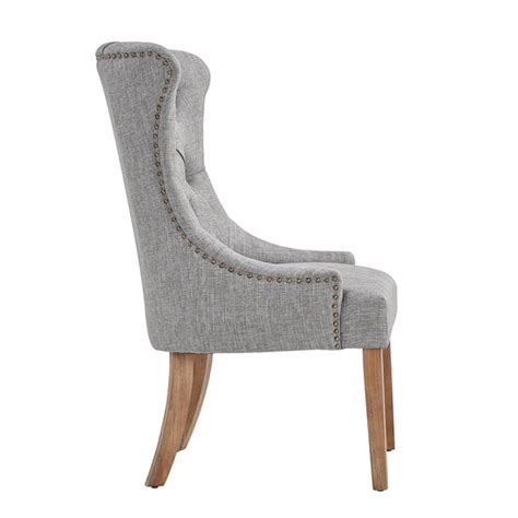 Upholstered Button Tufted Wingback Chair Grey Linen By Inspire Q
