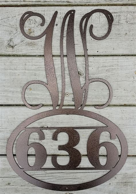 Single Monogram Letter with House Number, Monogram Initials