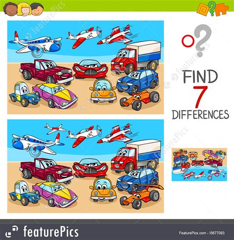 Find Differences Game With Transport Vehicles Stock