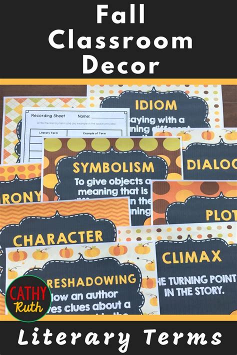 Literary Terms Anchor Charts Fall Design 36 Terms Games