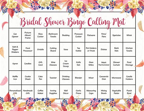 Falling In Love Fall Bridal Shower Game Download Bridal T Bingo