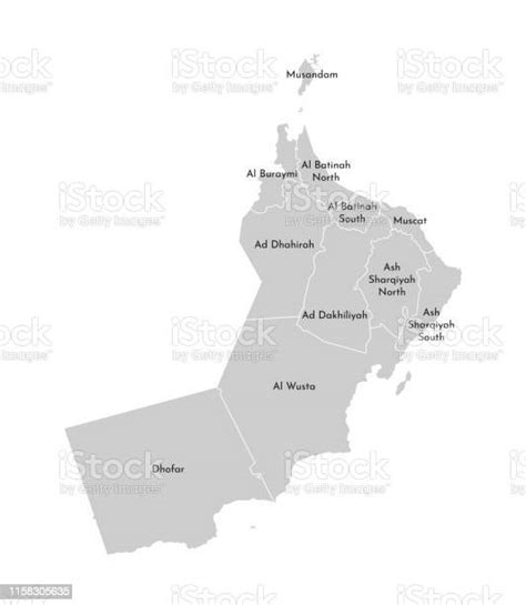 Vector Isolated Illustration Of Simplified Administrative Map Of Oman