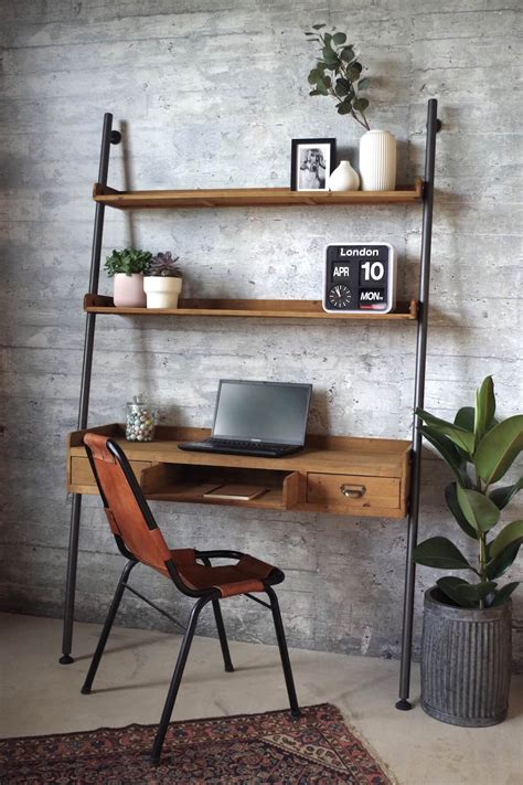 rustic style ladder desk  shelves  drawers vincent  barn