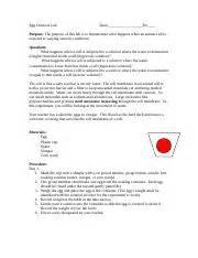 Labs to address standards for inquiry. Egg Osmosis Lab (PDF) - Name Noah Butler Egg Osmosis Lab ...