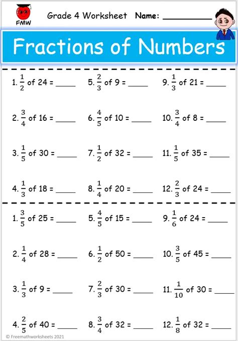 Grade 4 Fractions Of Numbers Free Worksheets Printables