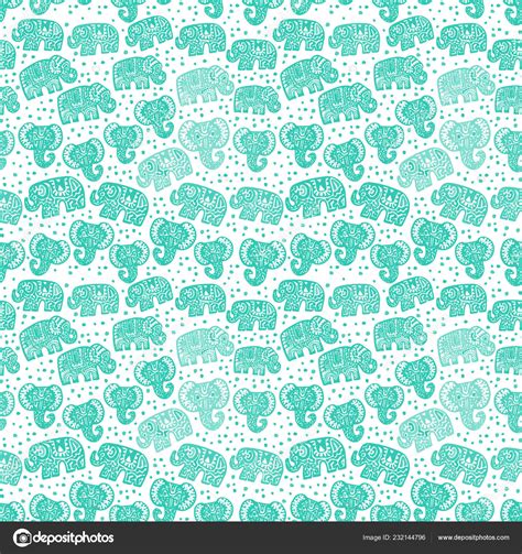 Beautiful Seamless Pattern Indian Elephant Polka Dot Ornaments Hand Drawn — Stock Vector