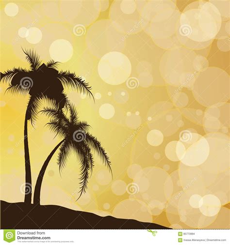 Silhouettes Of Palm Trees Against The Background Of Solar Patches Of