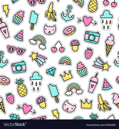 Cute Objects Seamless Pattern Royalty Free Vector Image