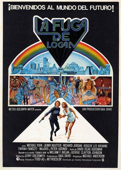 This is an original, one sheet movie poster from 1976 for logan's run starring michael york, jenny agutter, richard jordan, roscoe lee browne, farrah fawcett, and peter ustinov. Picture of Logan's Run