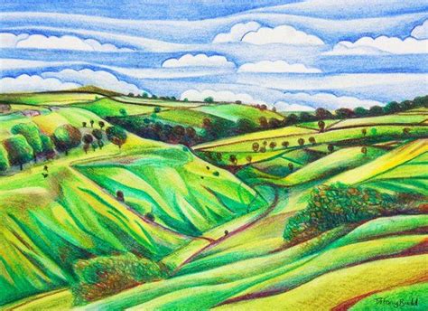 Peak District Valley 2018 Pencil Drawing By Tiffany Budd Landscape