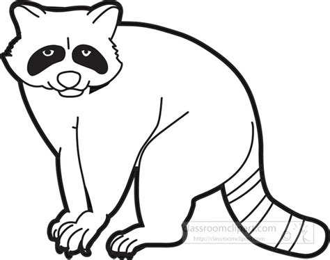 Raccoon Clipart Raccoon Standing On All Fours Black Outline