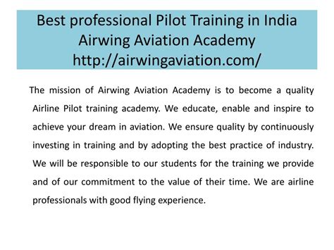 Ppt Best Professional Pilot Training In India Airwing Aviation