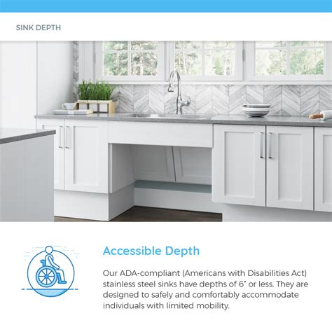 The 2010 ada standards for accessible design lay out these rules, including those regarding any kitchen sink. ADAT550S Single Bowl Stainless Steel ADA Sink