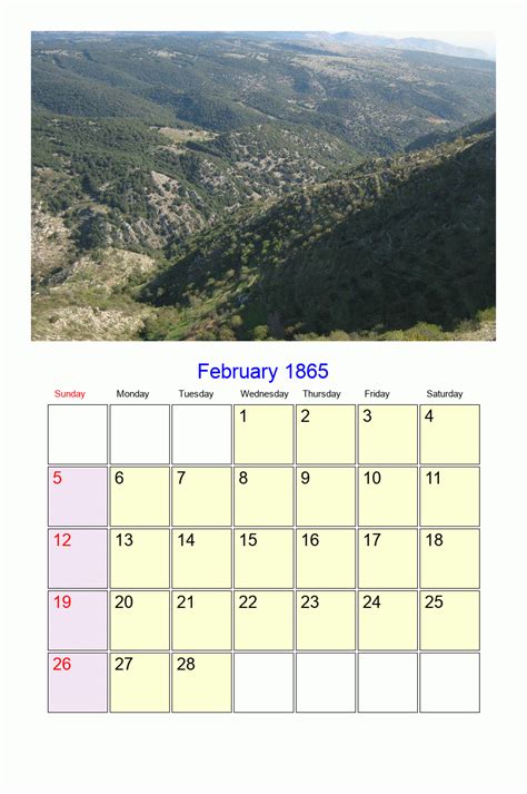 February 1865 Roman Catholic Saints Calendar