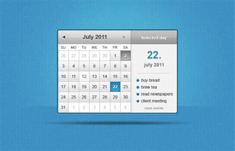 Calendar Widget Psd File Free Download
