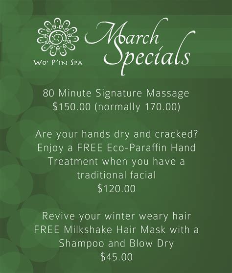 March Specials Are Here For Wo Pin Spa Massage Marketing Spa Marketing Marketing Ideas